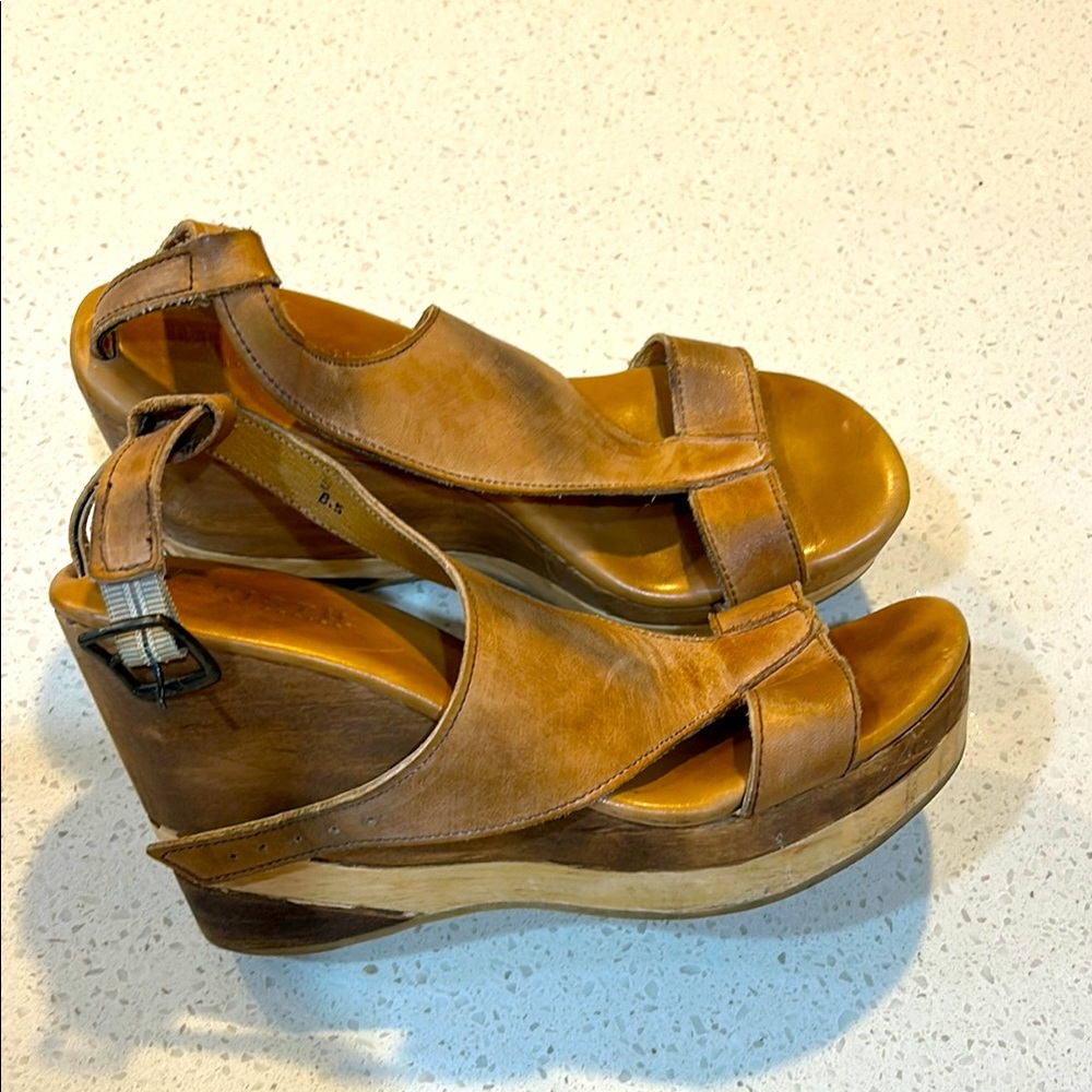 Bed•Stu Women's Brown Wedge Sandals